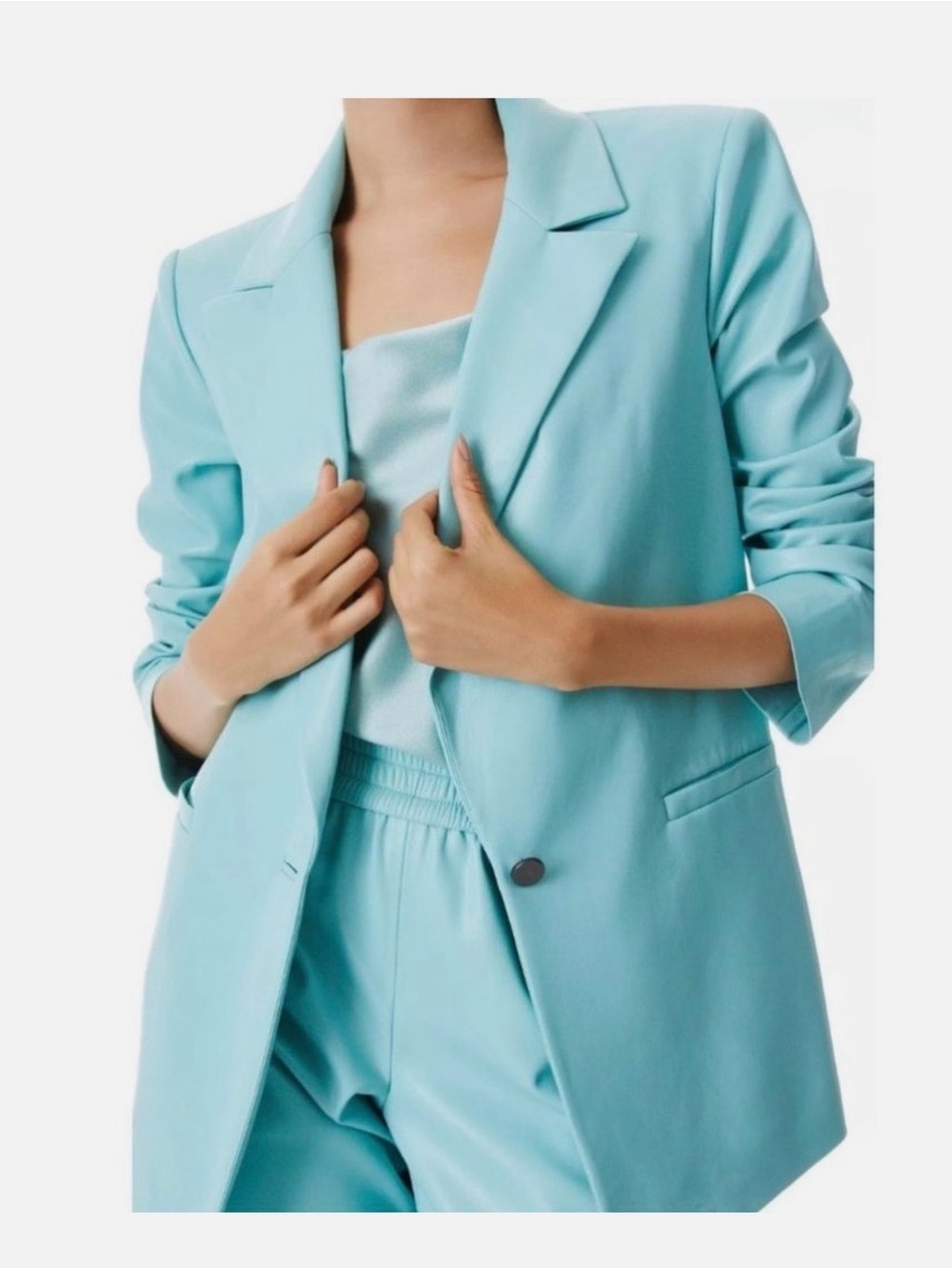Alice + Olivia Dunn Vegan Leather Blazer
